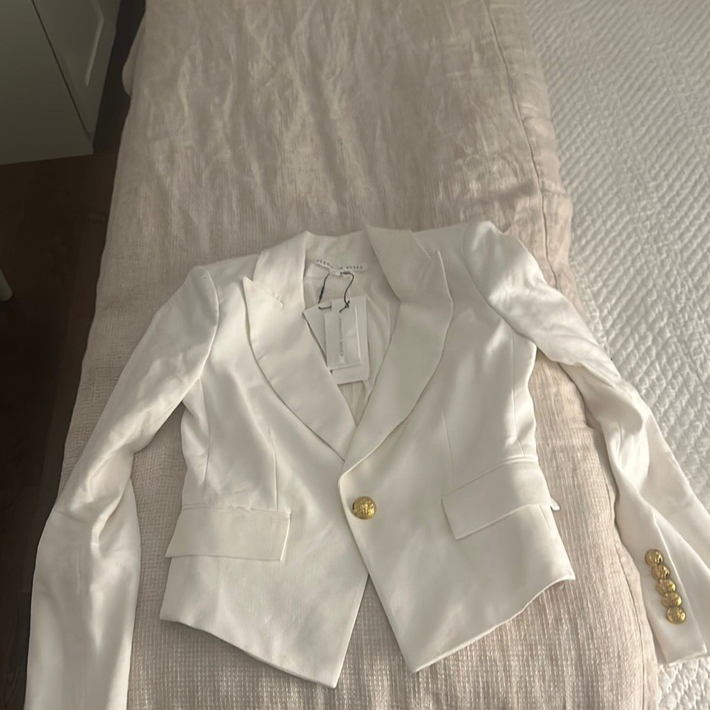 Zara White Blazer with Gold Buttons